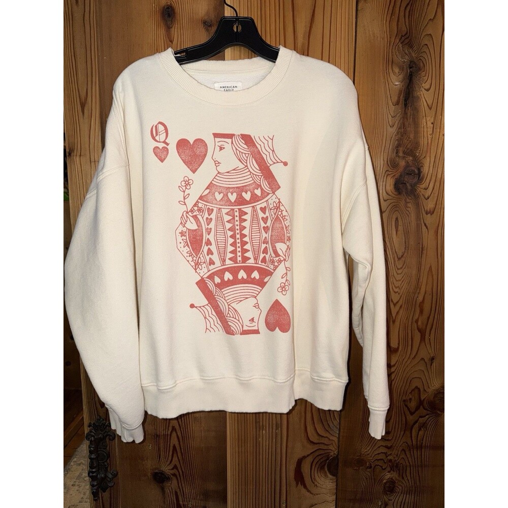 American Eagle Queen of Hearts Pullover Sweatshirt Women Size L
